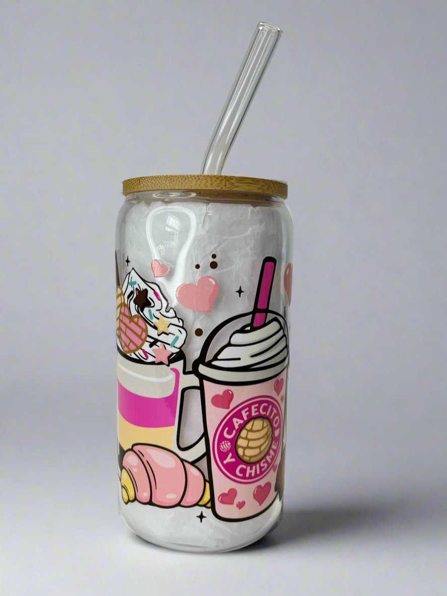 Cafecito Chisme glass can cup