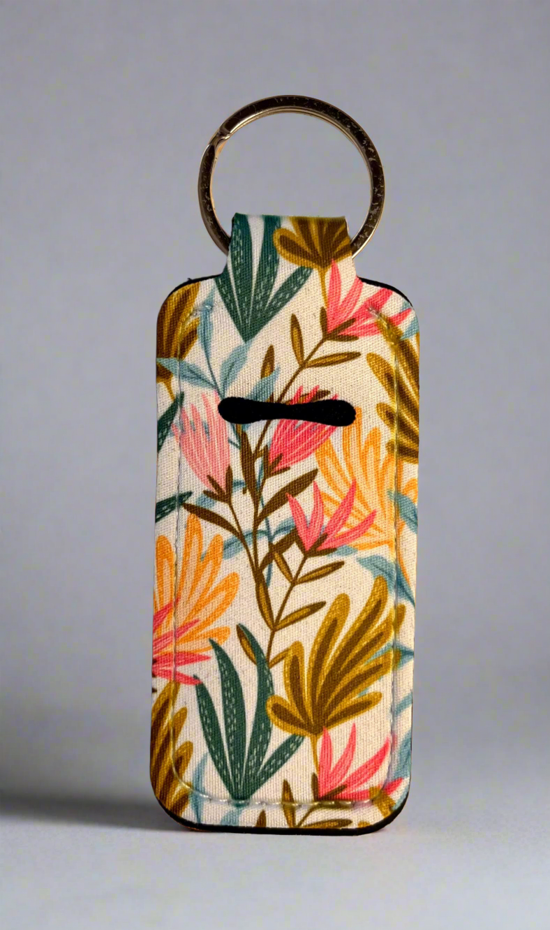 Colorful leaves keychain lipstick holder