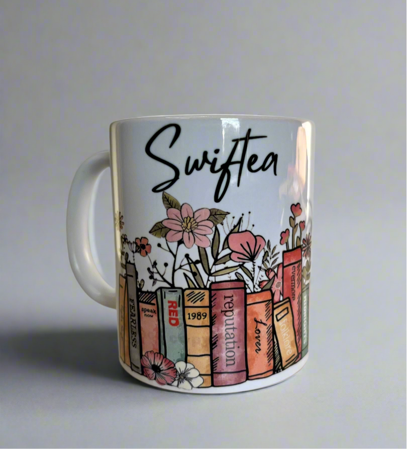 Swiftea Mug - Floral Book Lover Mug Inspired by Music and Eras