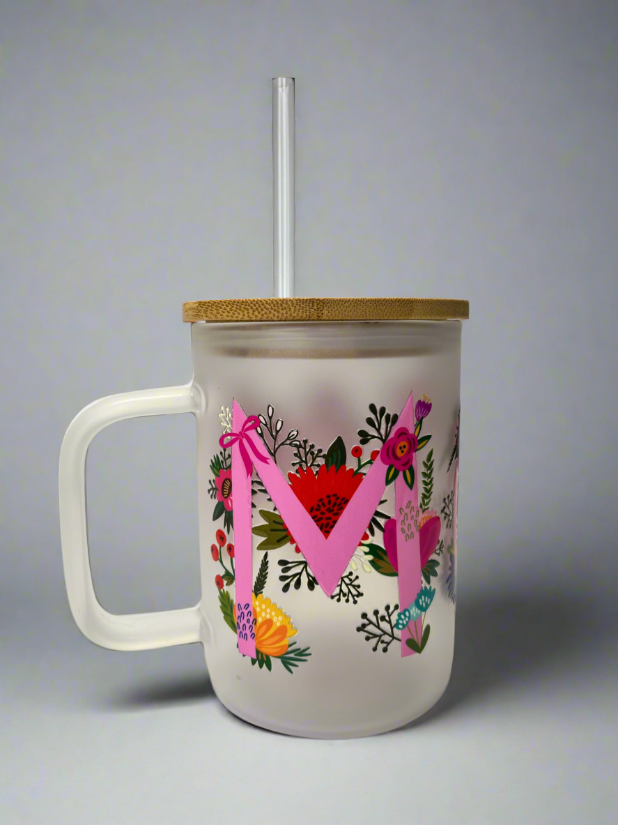 Mom frosted glass mug