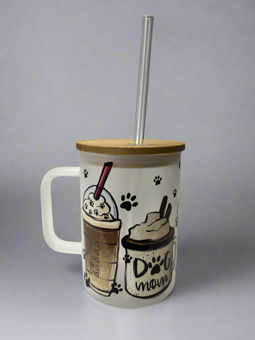 Dog Mom Frosted Glass Mug