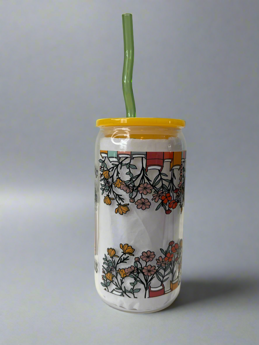 There is no such a thing as too many books glass can cup 16 oz