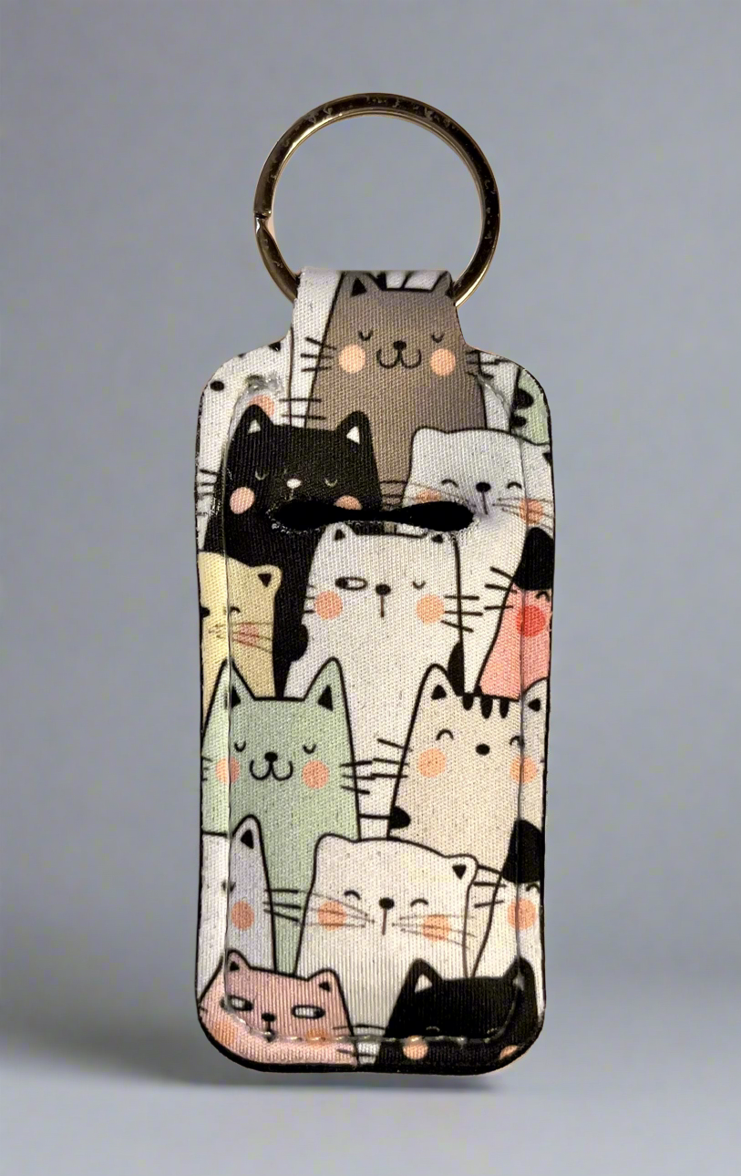 Cat keychain lipstick holder