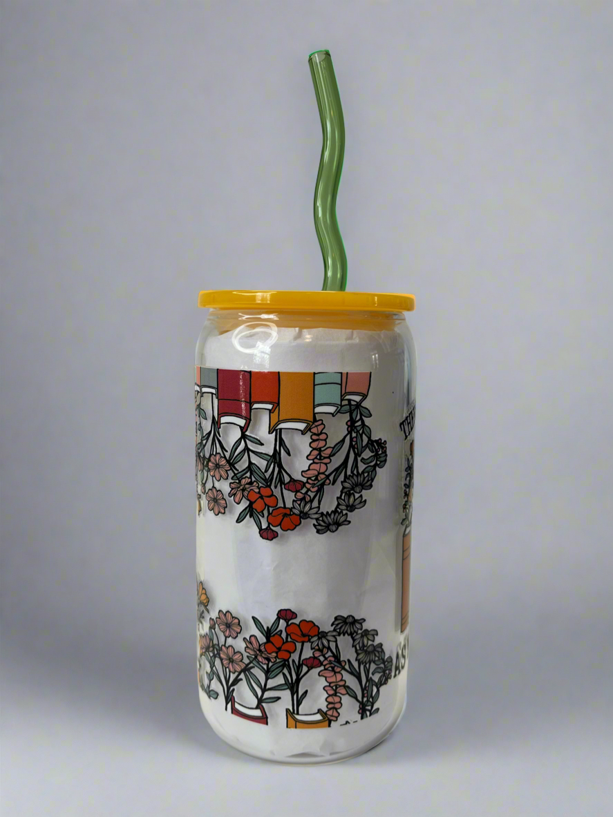 There is no such a thing as too many books glass can cup 16 oz