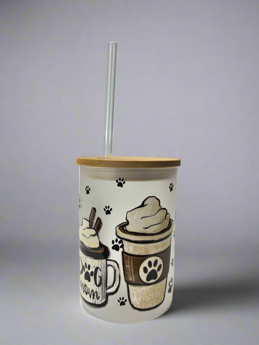 Dog Mom Frosted Glass Mug