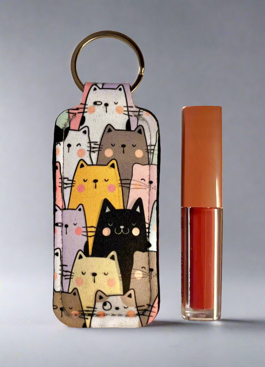 Cat keychain lipstick holder