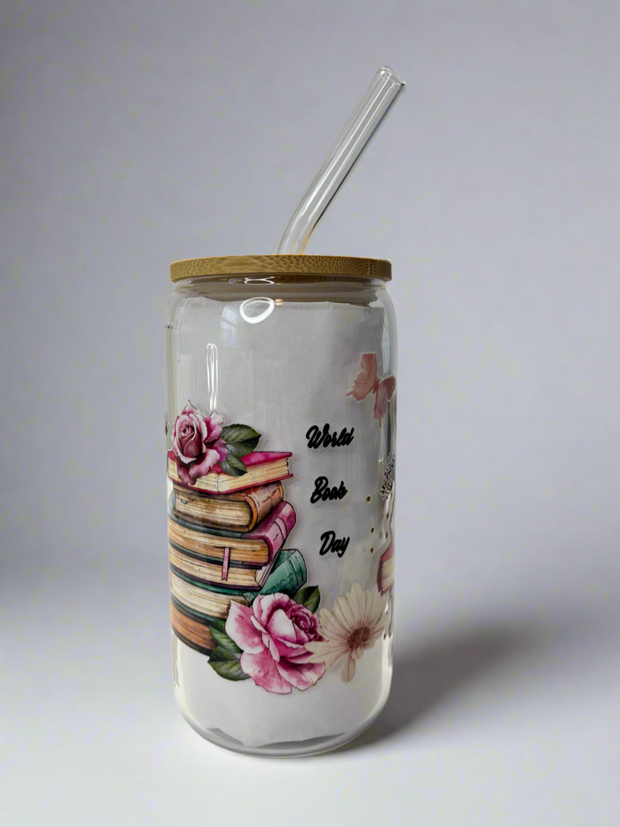 World Book Day 16 oz glass can cup