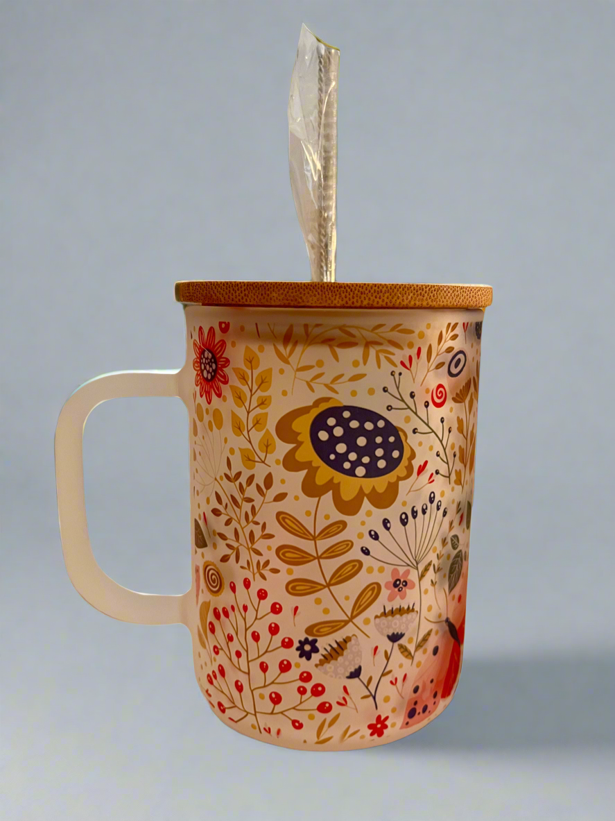 Flowers frosted mug