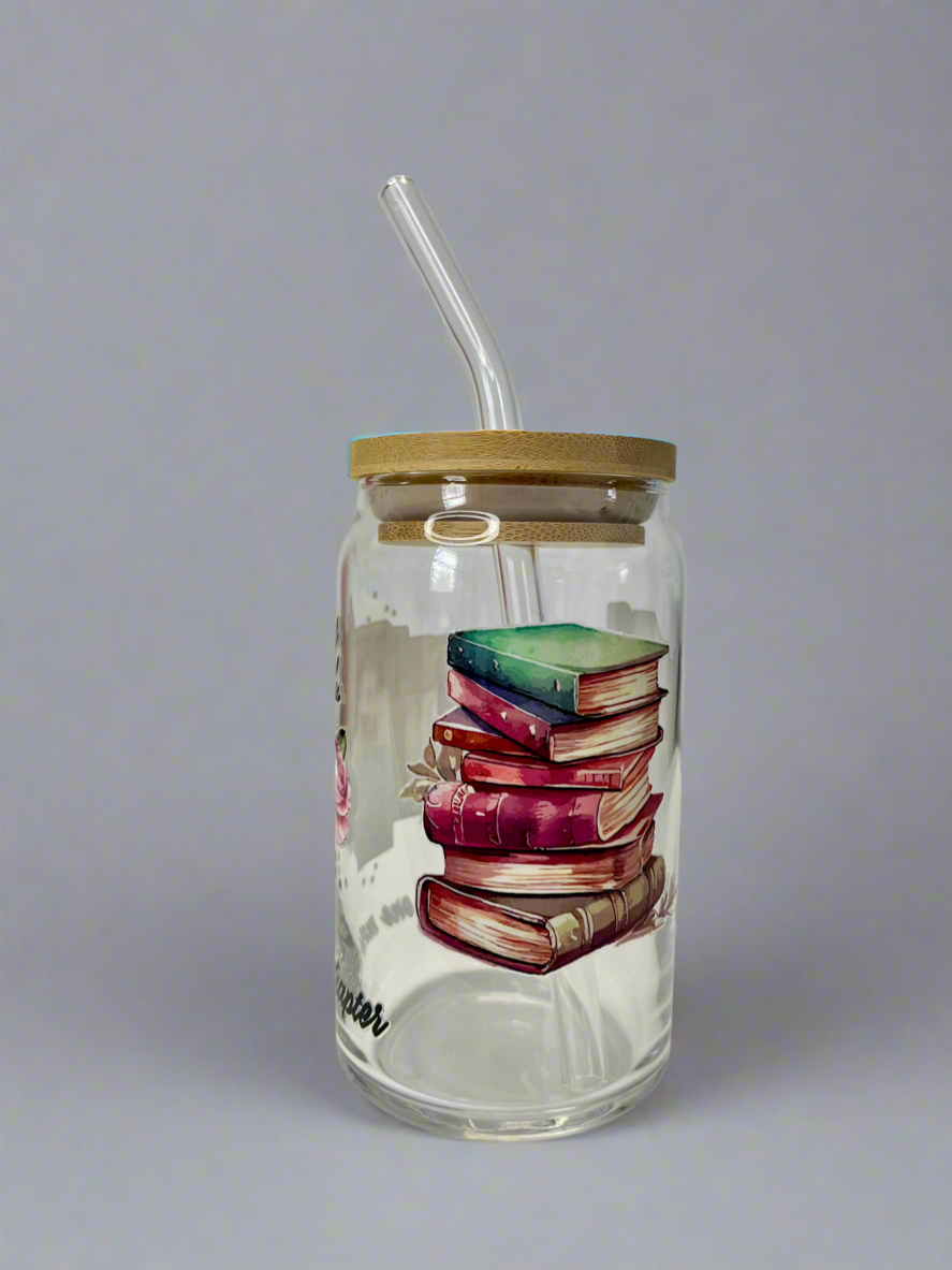 Just One More Chapter glass can cup