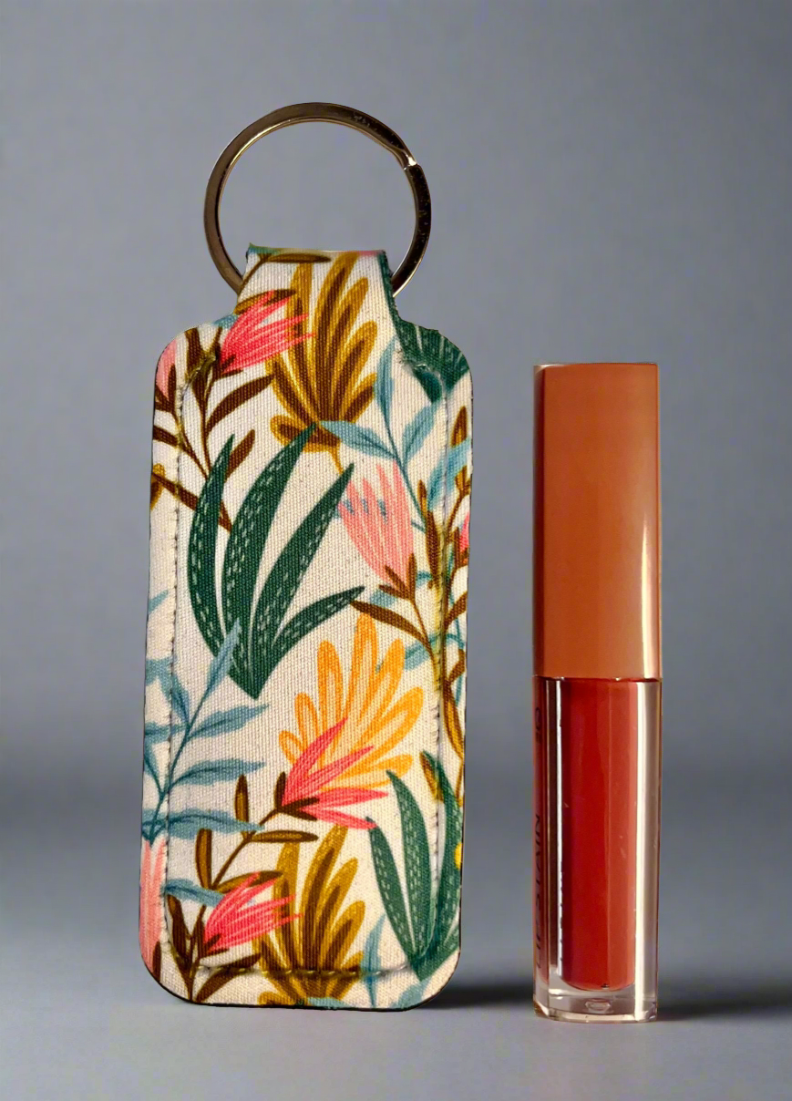 Colorful leaves keychain lipstick holder