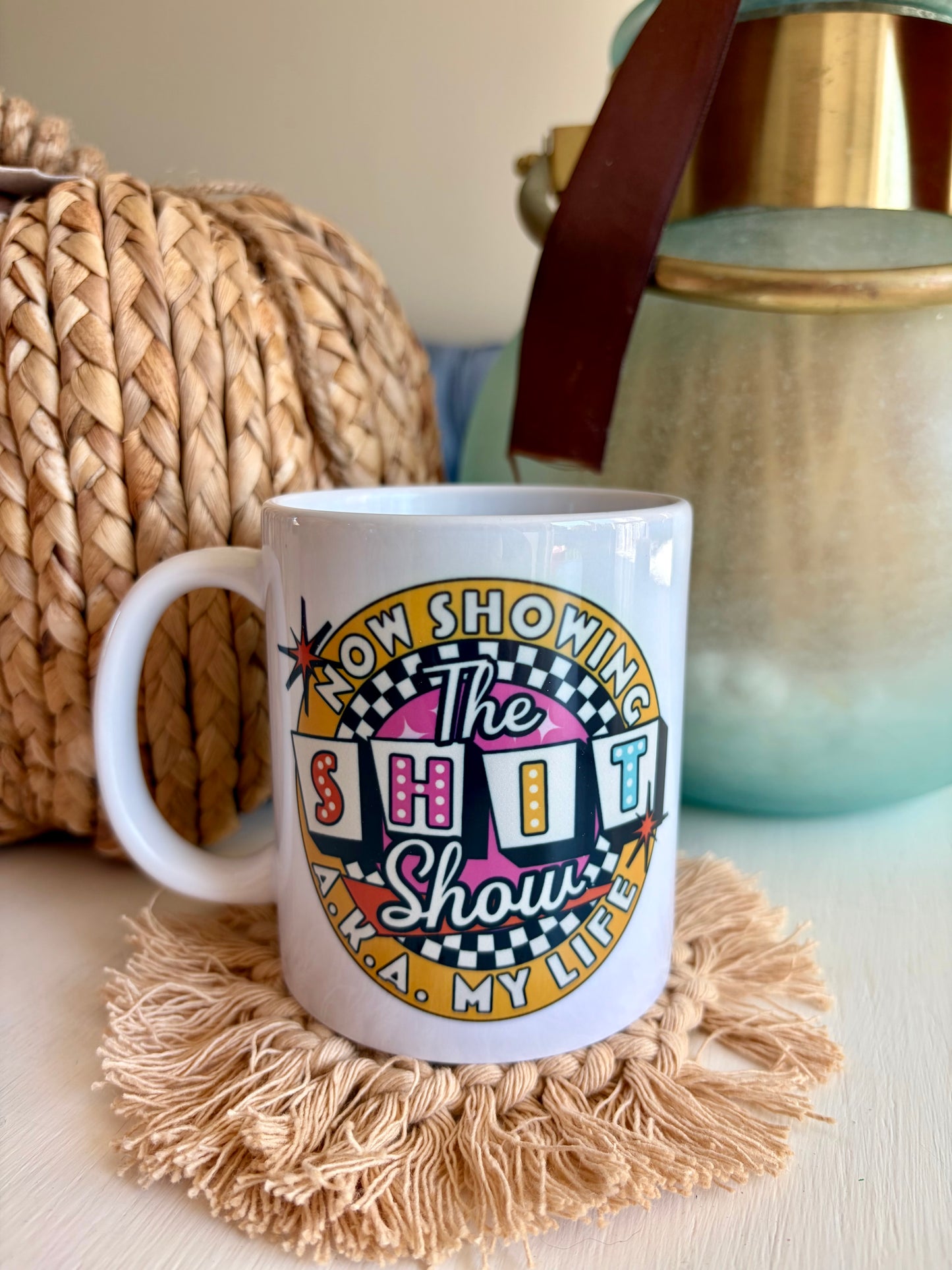 Now Showing The Shit Show A.K.A My Life Ceramic Mug 11oz – Funny Double-Sided Coffee Cup