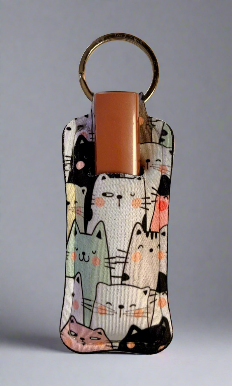 Cat keychain lipstick holder