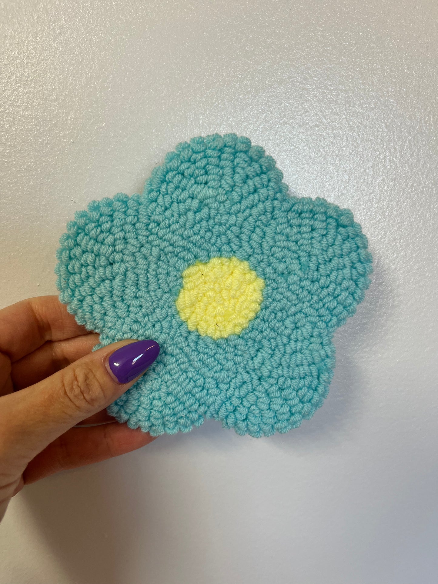 Turquoise Floral Mug Rug 5 inches