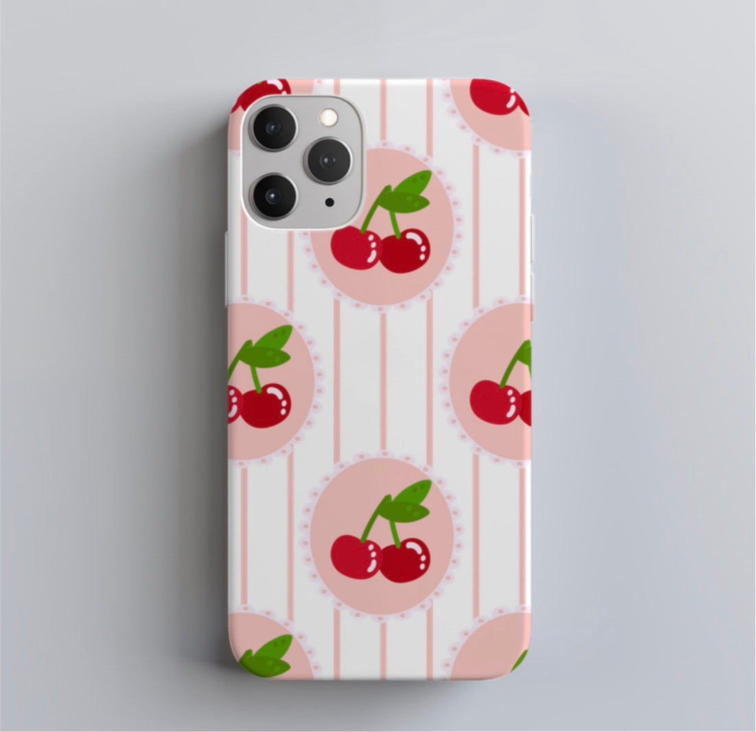 Cute Cherry 3D Wrap-Around iPhone Case – Pink Aesthetic Glossy Phone Cover for iPhone 14, 15 & 16 Series