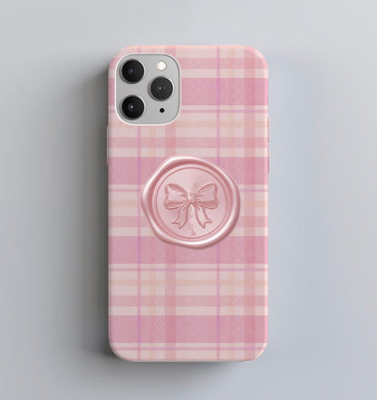 Pink Plaid Bow 3D Wrap iPhone Case – Full Print Aesthetic Protective Phone Cover for iPhone 14, 15 & 16 Series