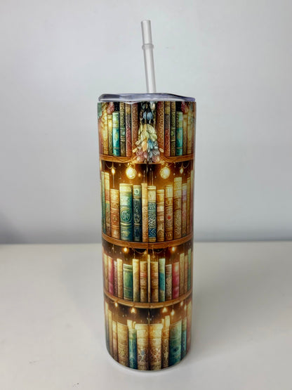 Reading Is Dreaming With Your Eyes Open 20oz Stainless Steel Tumbler | Book Lover Floral Cup with Straw