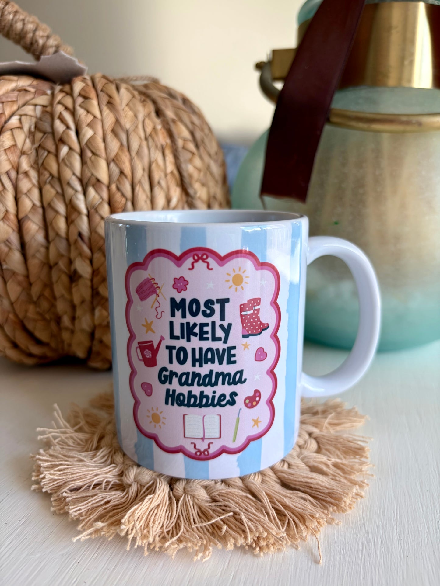 Most Likely to Have Grandma Hobbies Ceramic Mug 11oz – Cute Gift for Crafters, Knitters & Cozy Hobby Lovers