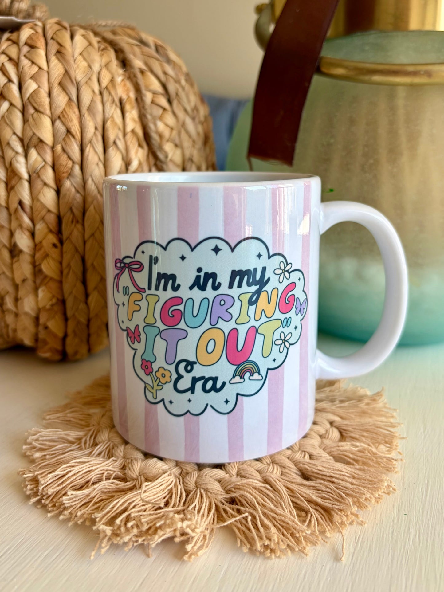 I’m In My Figuring It Out Era” Ceramic Mug 11oz – Cute Pastel Inspirational Coffee Cup – Double-Sided Print