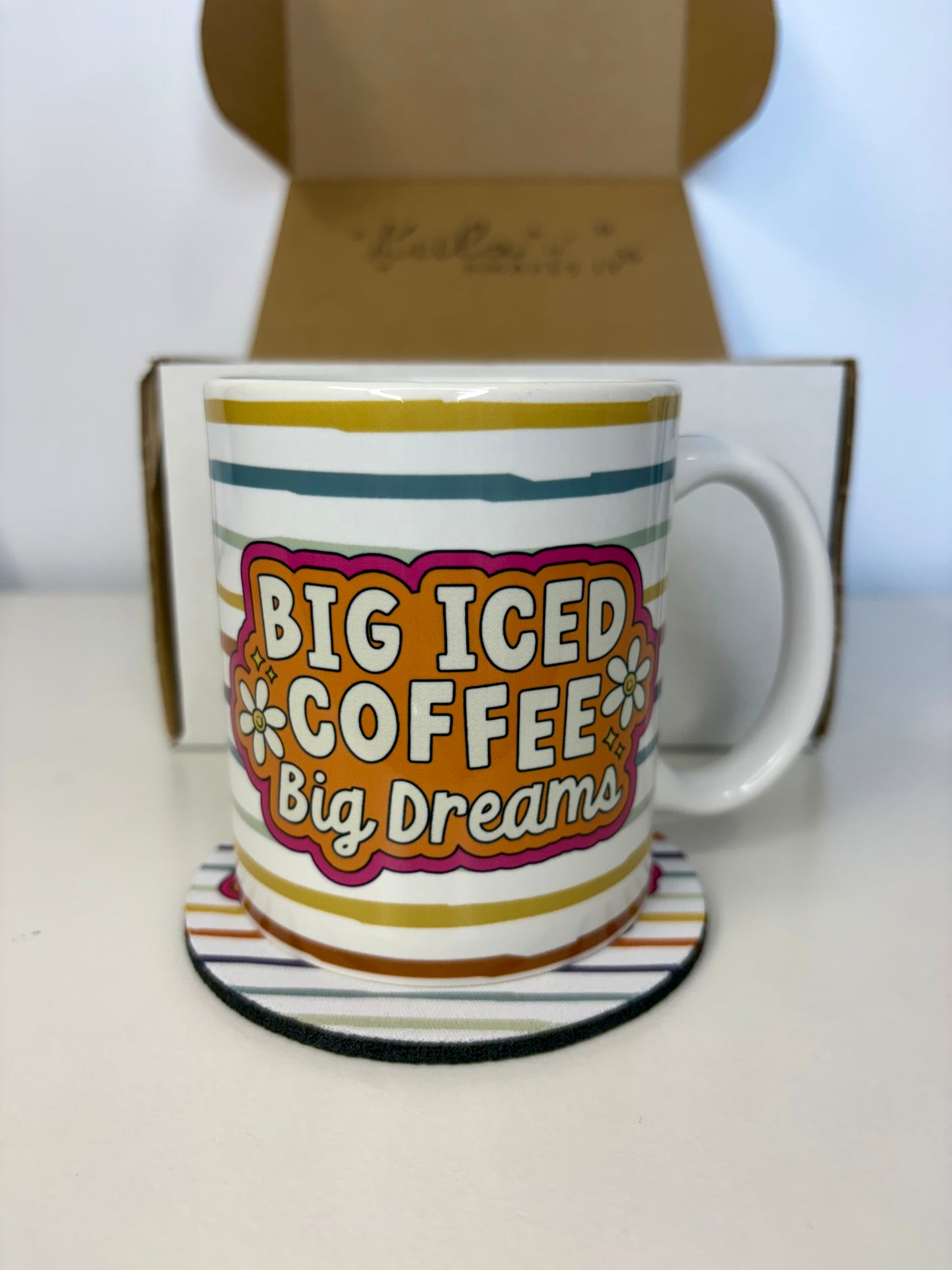 Big Iced Coffee Big Dreams Gift Box – 11oz Ceramic Mug + Matching Coaster Set