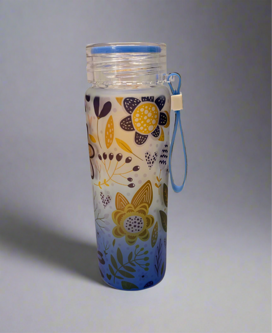 Flowers frosted glass bottle 20oz