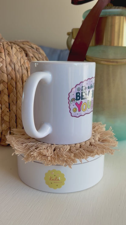 It’s a Full-Time Job Believing in Yourself Ceramic Mug 11oz – Double-Sided Motivational Coffee Cup